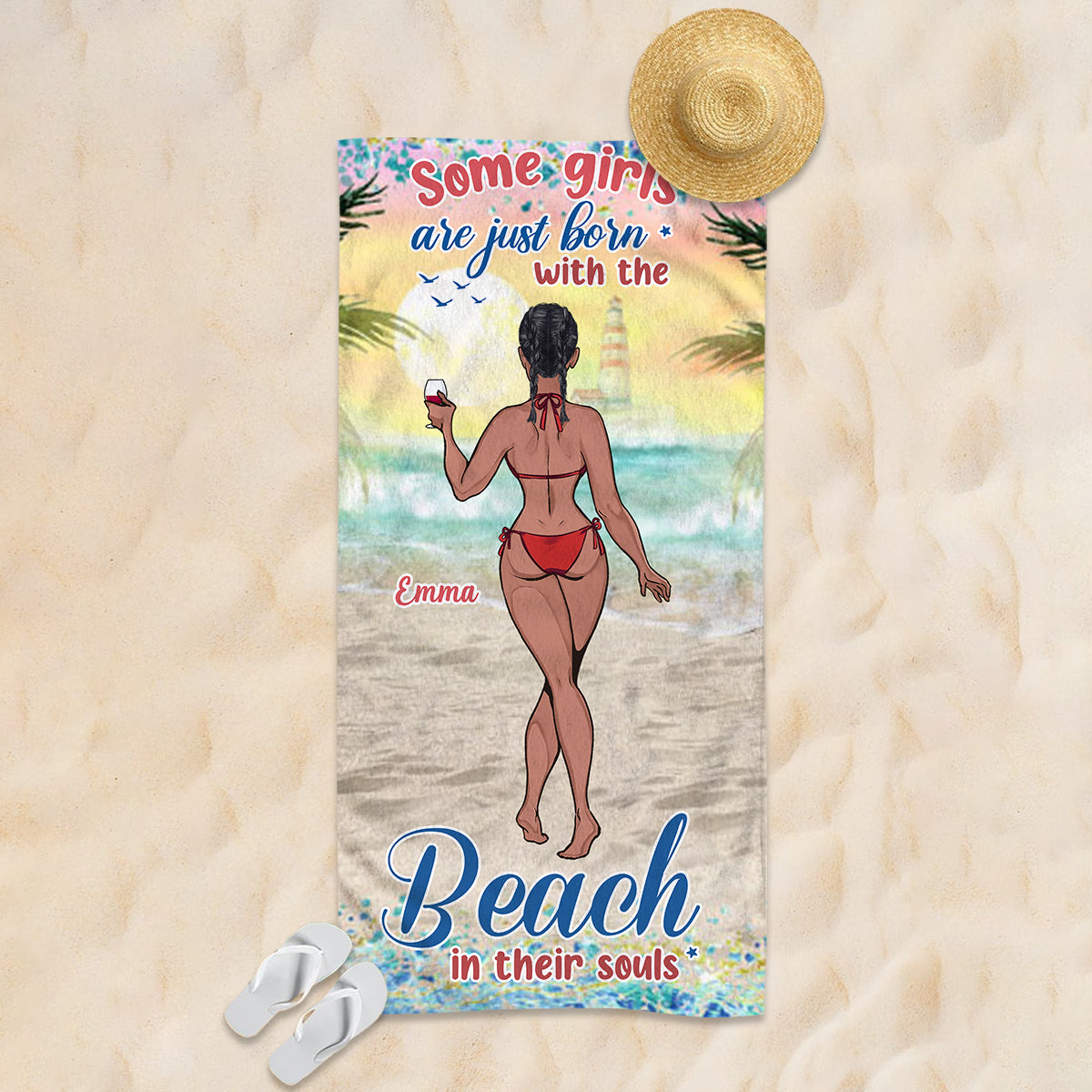 Sandy Toes Sun Kissed Nose - Sea Lover gift for friend, sister, girlfriend, wife, mom - Personalized Beach Towel