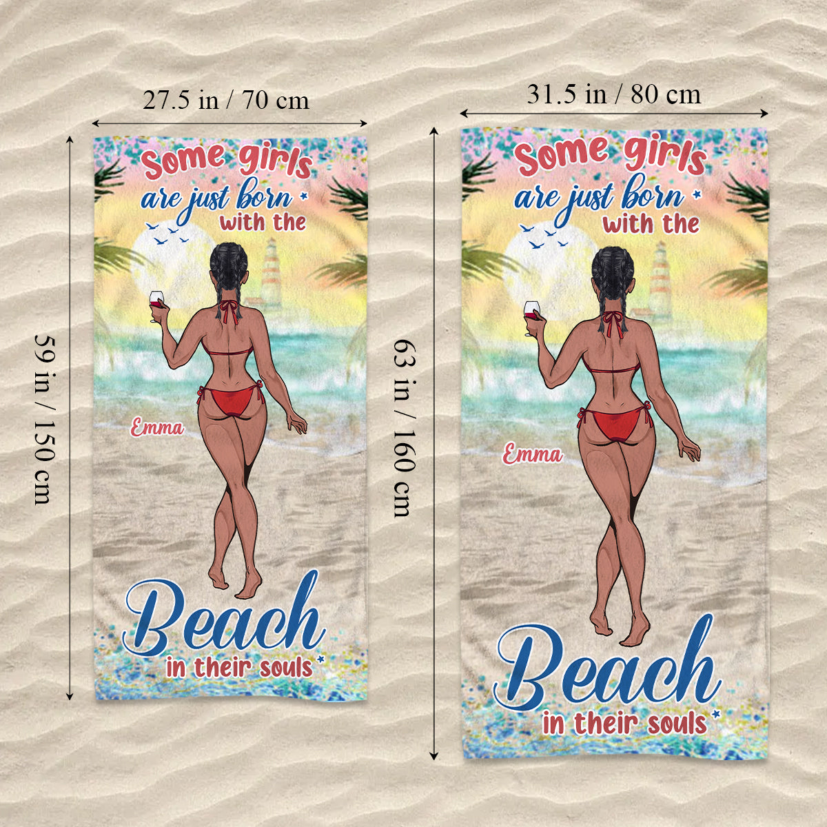 Sandy Toes Sun Kissed Nose - Sea Lover gift for friend, sister, girlfriend, wife, mom - Personalized Beach Towel