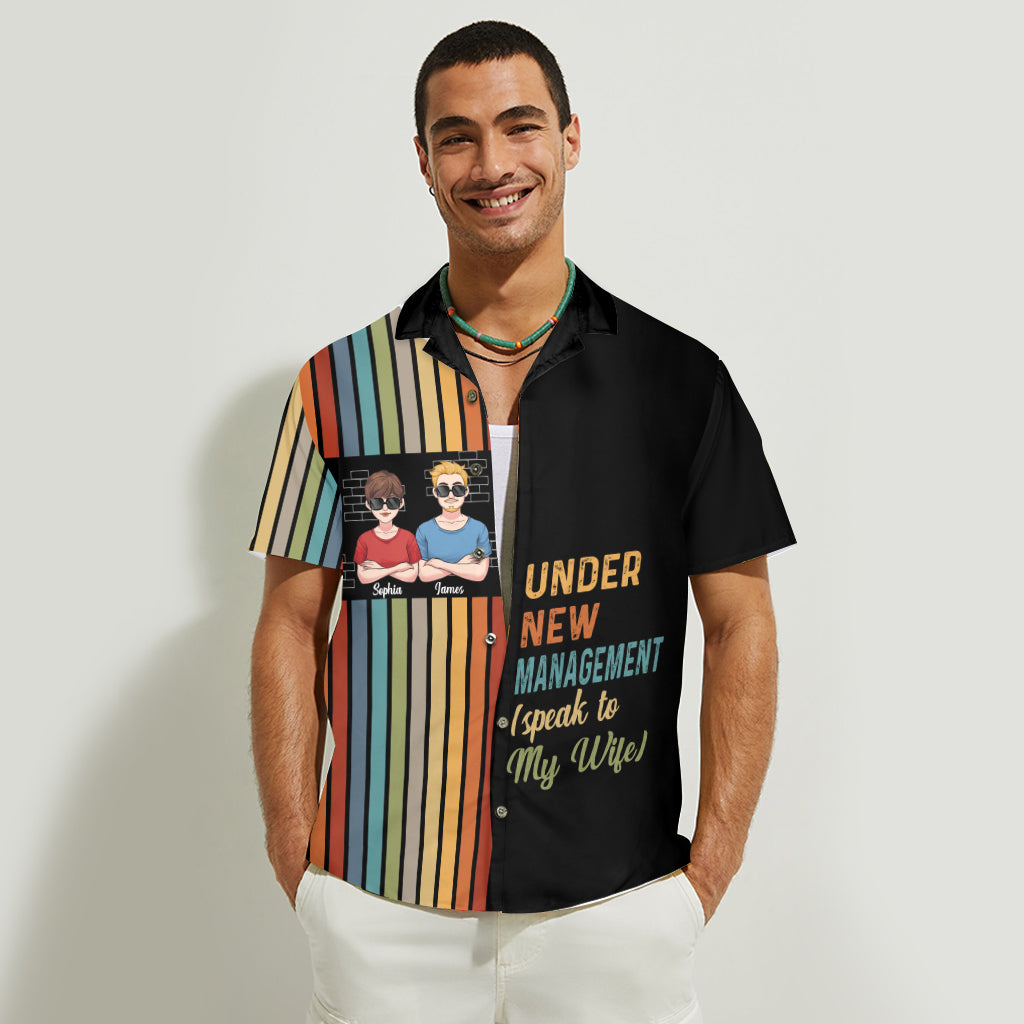 Under New Management - Personalized Couple Hawaiian Shirt