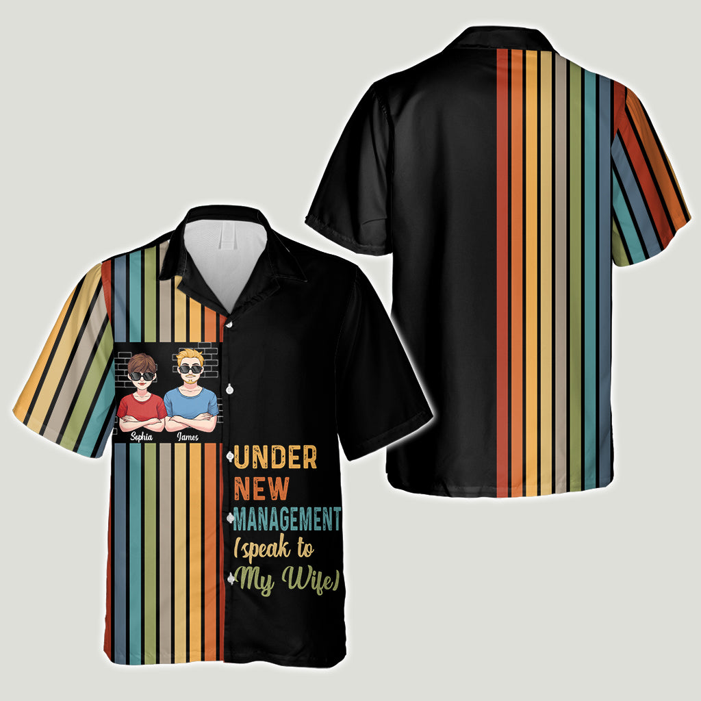 Under New Management - Personalized Couple Hawaiian Shirt