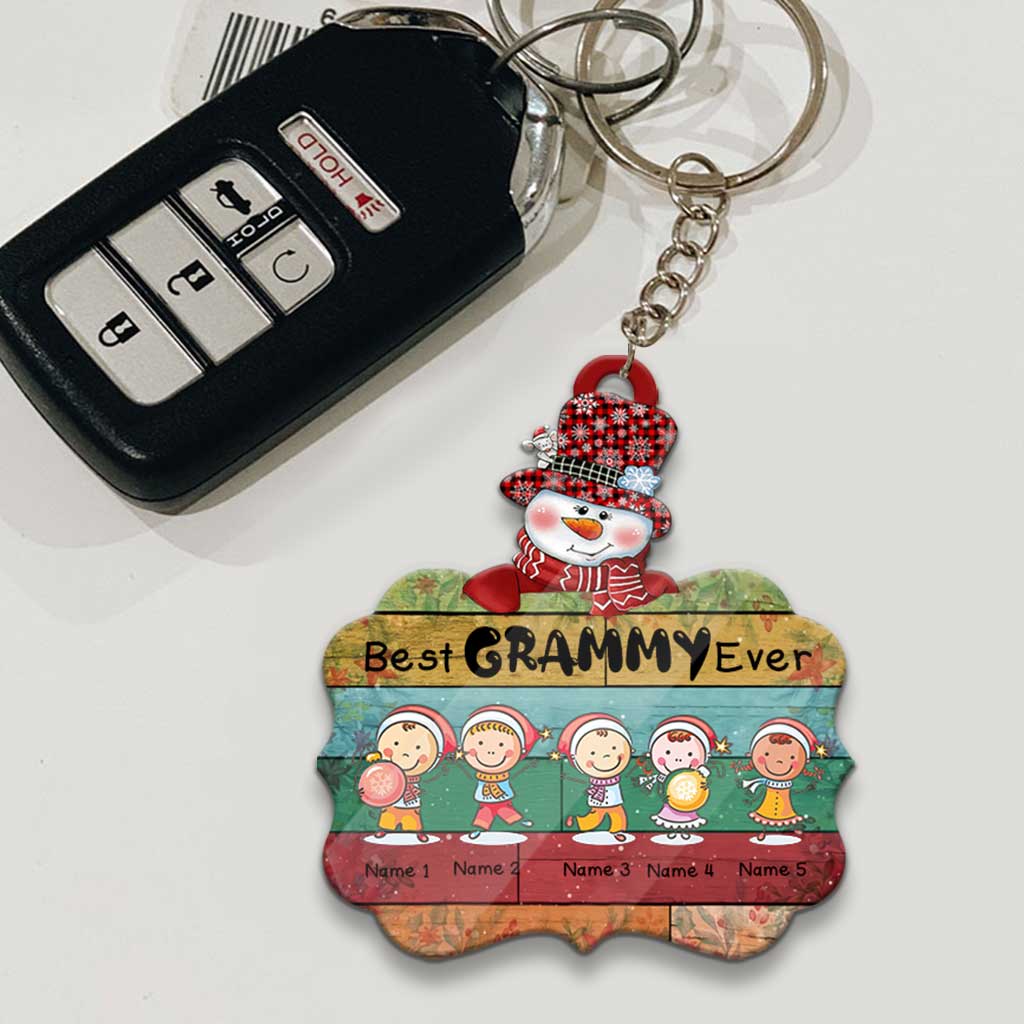 Best Mimi Claus - Personalized Christmas Grandma Keychain (Printed On Both Sides)