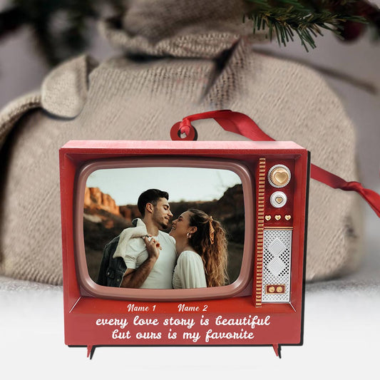 Every Love Story Is Beautiful - Personalized Christmas Couple Ornament (Printed On Both Sides)