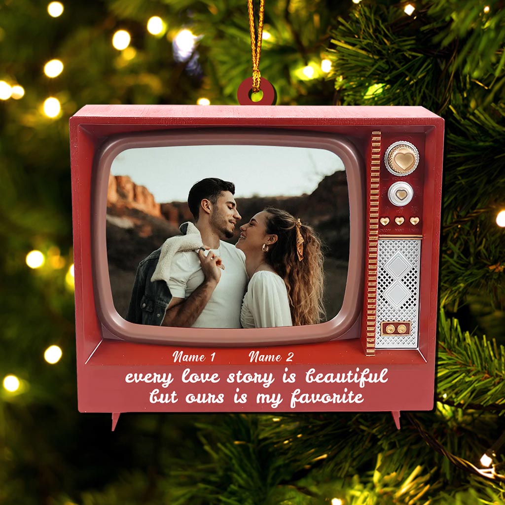 Every Love Story Is Beautiful - Personalized Christmas Couple Ornament (Printed On Both Sides)
