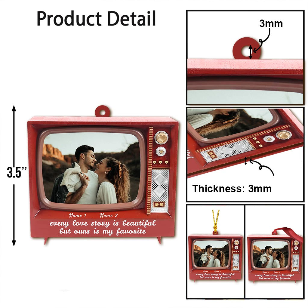 Every Love Story Is Beautiful - Personalized Christmas Couple Ornament (Printed On Both Sides)