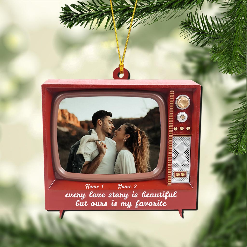 Every Love Story Is Beautiful - Personalized Christmas Couple Ornament (Printed On Both Sides)