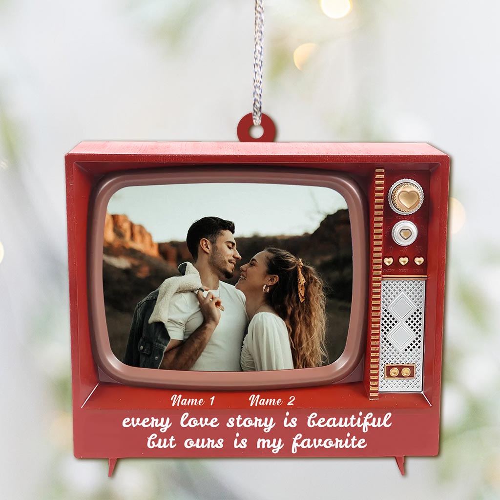 Every Love Story Is Beautiful - Personalized Christmas Couple Ornament (Printed On Both Sides)