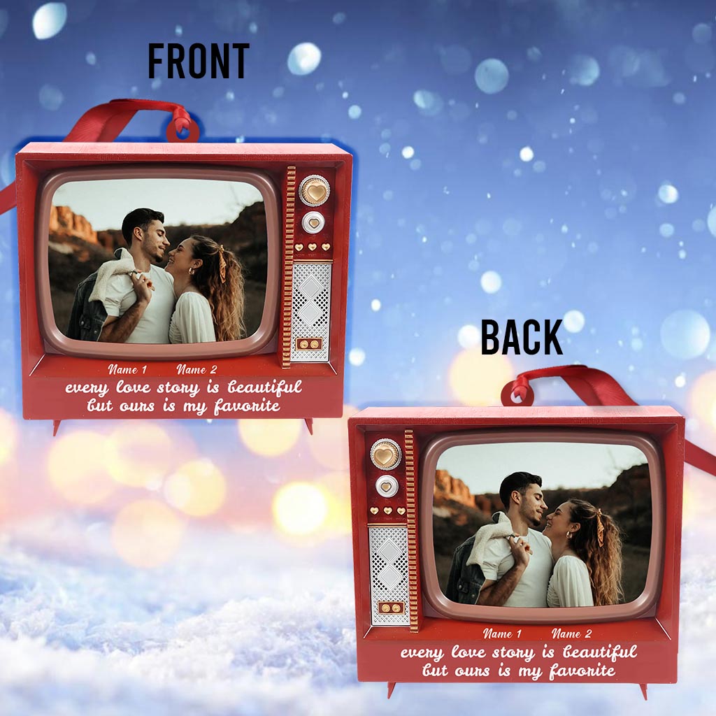 Every Love Story Is Beautiful - Personalized Christmas Couple Ornament (Printed On Both Sides)