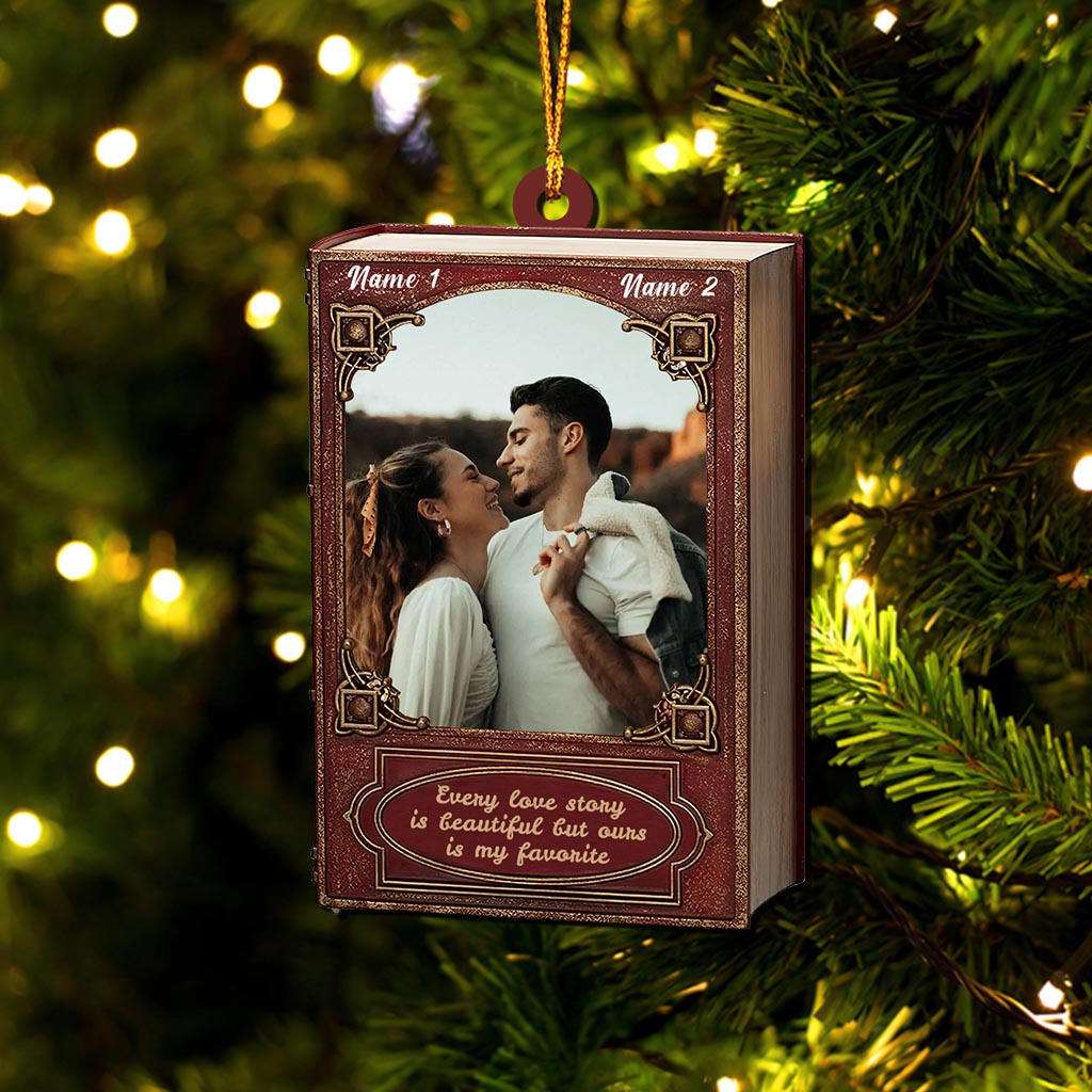 Every Love Story Is Beautiful - Personalized Christmas Couple Ornament (Printed On Both Sides)