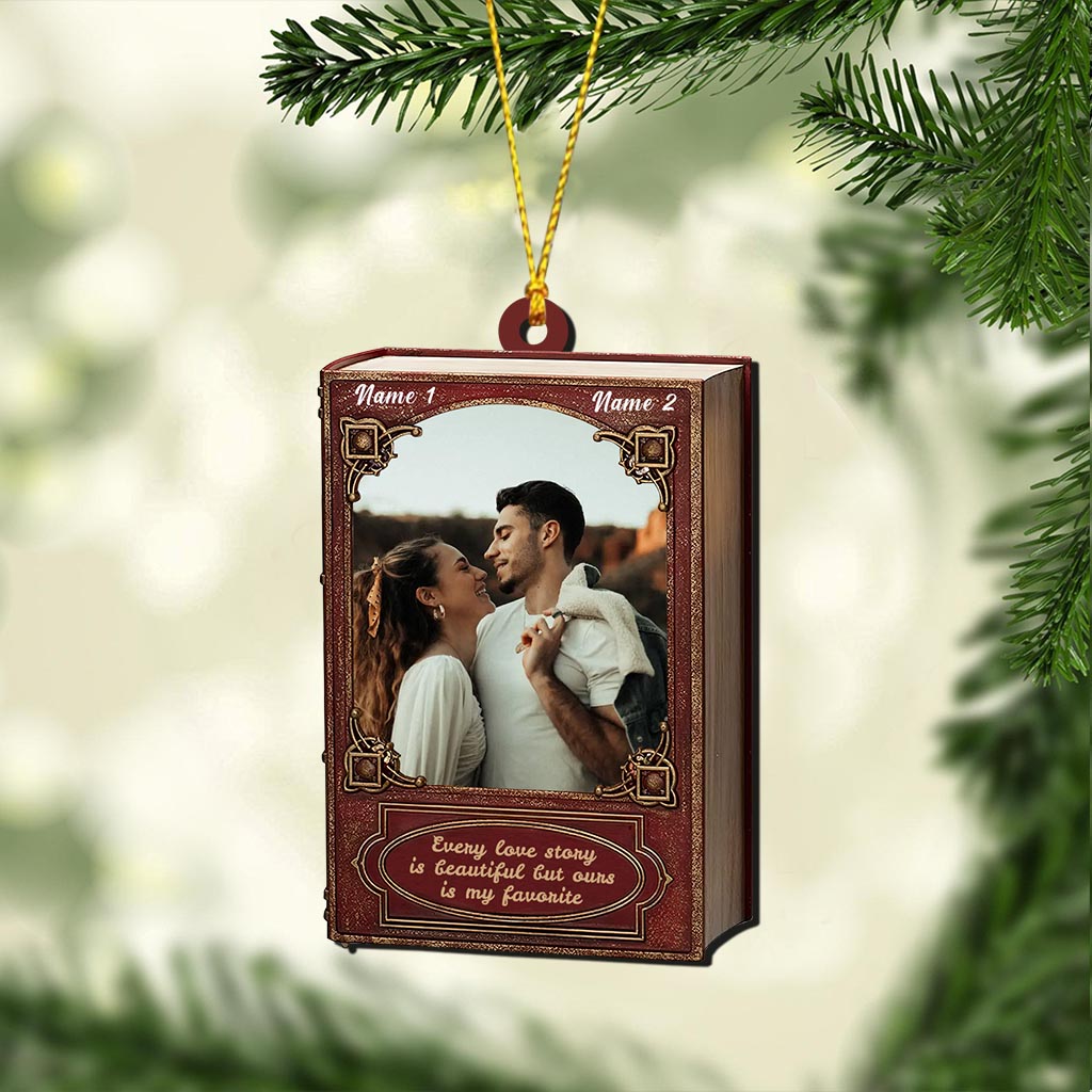 Every Love Story Is Beautiful - Personalized Christmas Couple Ornament (Printed On Both Sides)