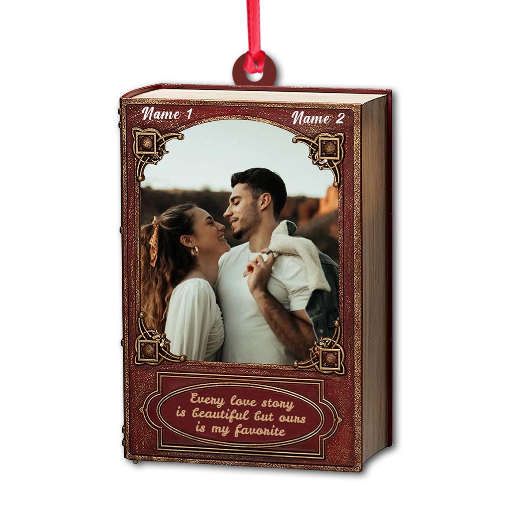 Every Love Story Is Beautiful - Personalized Christmas Couple Ornament (Printed On Both Sides)