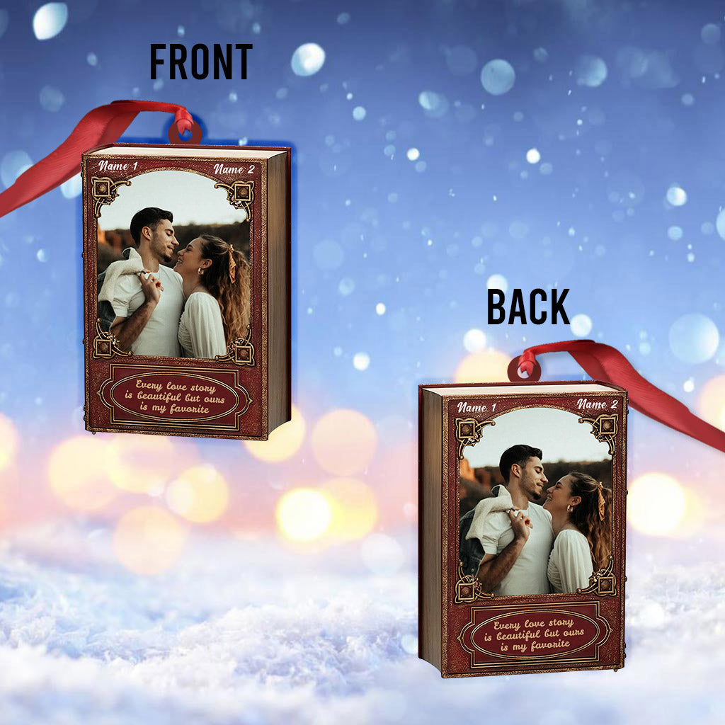 Every Love Story Is Beautiful - Personalized Christmas Couple Ornament (Printed On Both Sides)