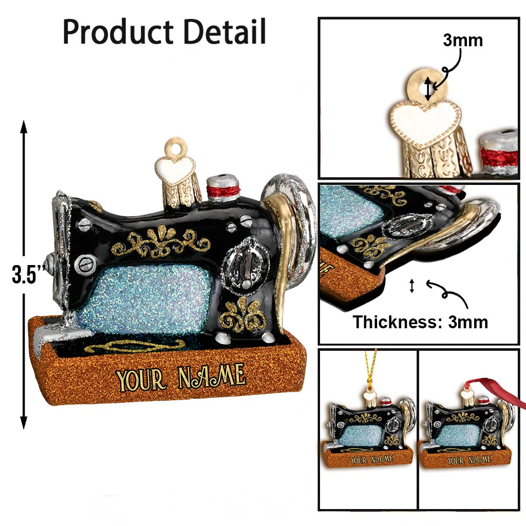 Sewing Machine Collection - Personalized Christmas Sewing Ornament (Printed On Both Sides)