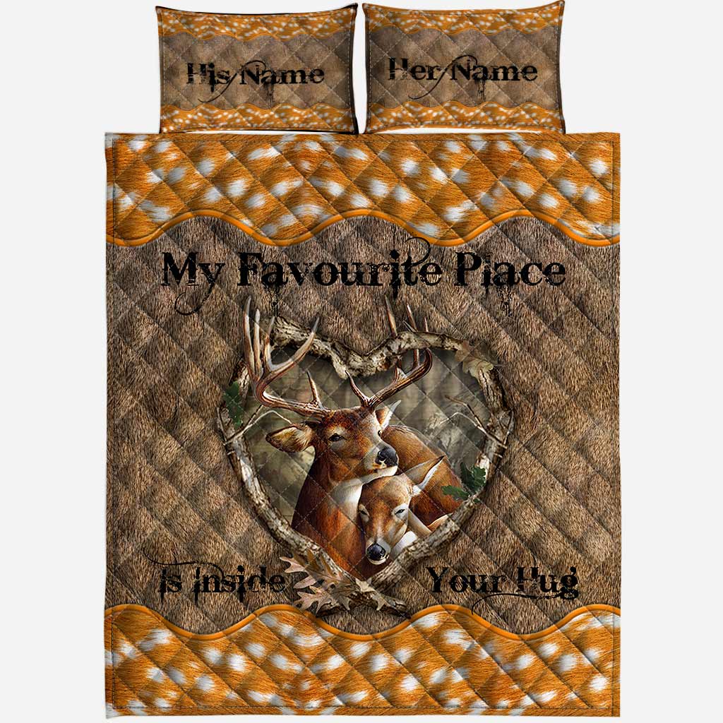 My Favourite Place Is Inside Your Hug - Personalized Couple Hunting Quilt Set With 3D Pattern Print