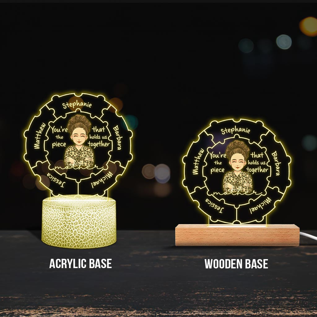 Mom Qualities - Gift for mom, grandma, wife - Personalized Shaped Plaque Light Base