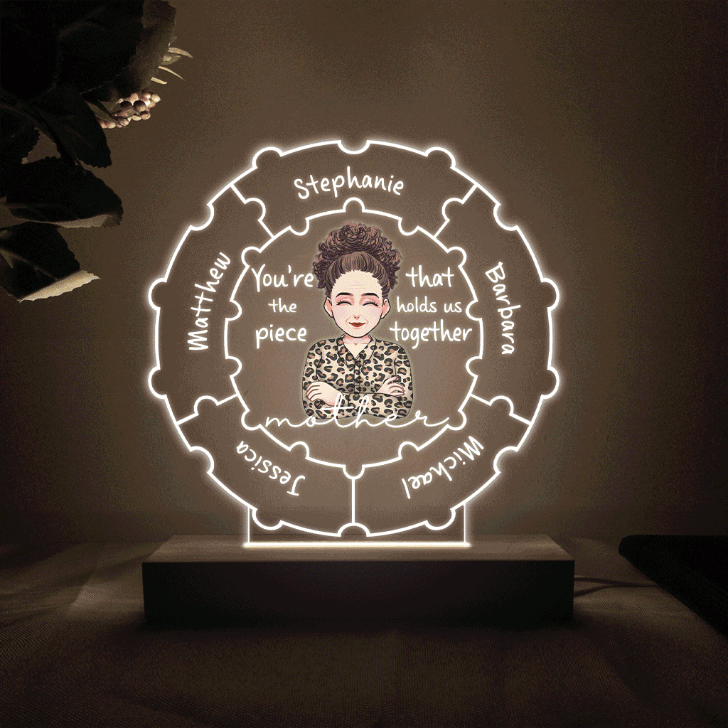 Mom Qualities - Gift for mom, grandma, wife - Personalized Shaped Plaque Light Base