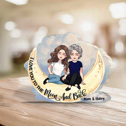 To The Moon And Back - Personalized Mother's Day Mother Custom Shaped Acrylic Plaque
