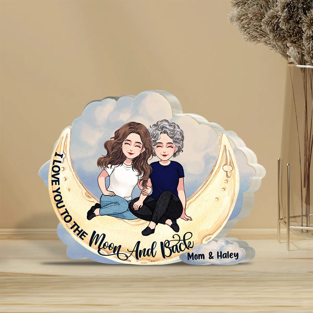 To The Moon And Back - Personalized Mother's Day Mother Custom Shaped Acrylic Plaque
