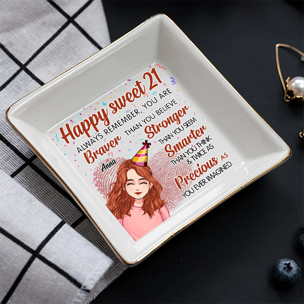 Happy Birthday - Personalized Bestie Jewelry Dish