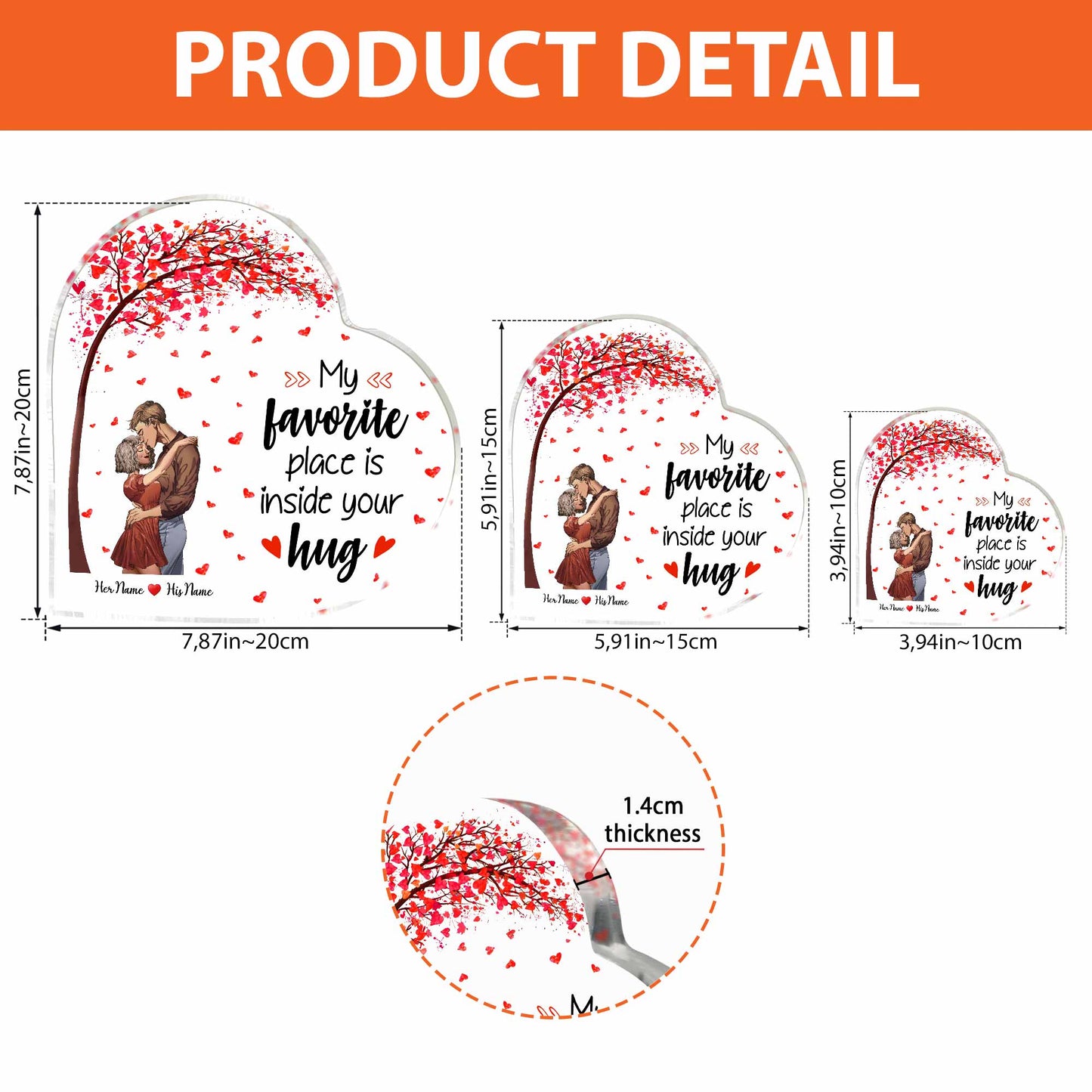 My Favorite Place Is Inside Your Hug - Personalized Couple Custom Shaped Acrylic Plaque