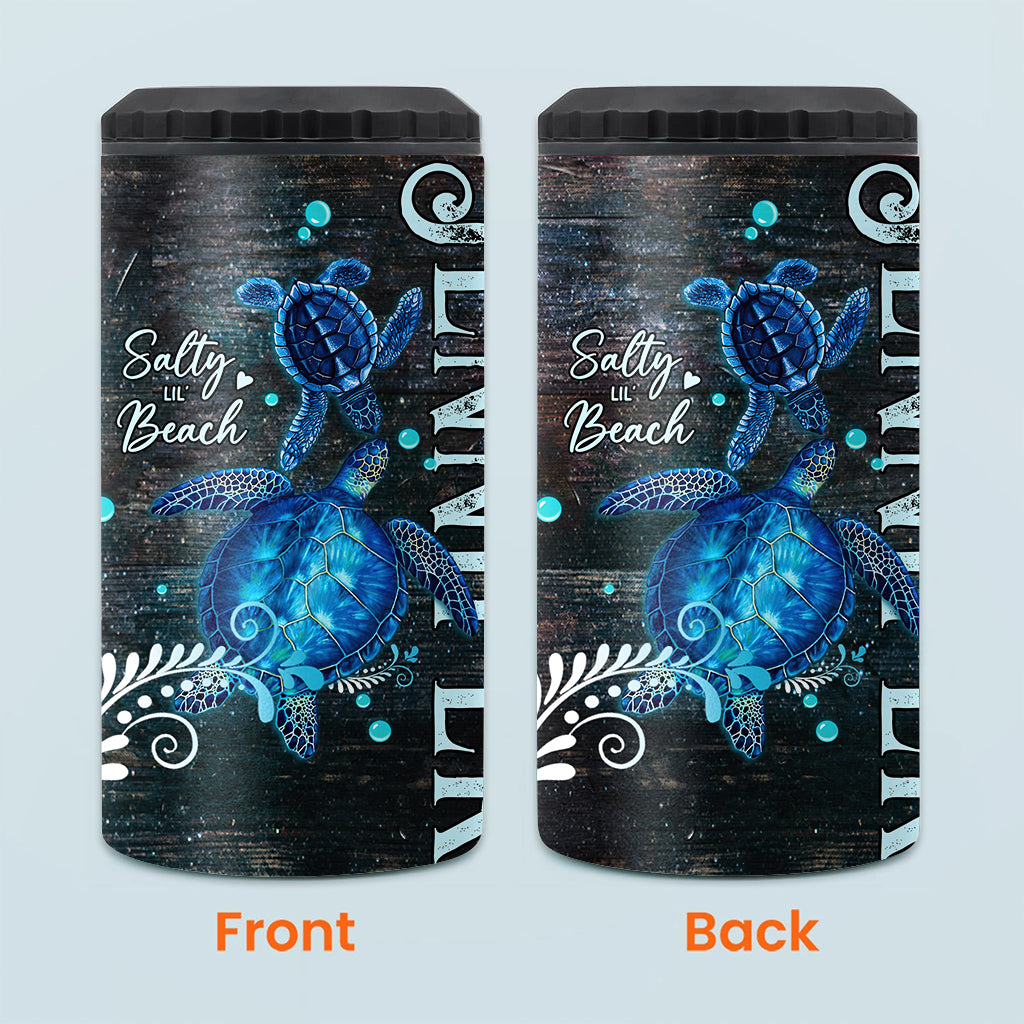 Salty Lil Beach - Personalized Turtle Can Cooler