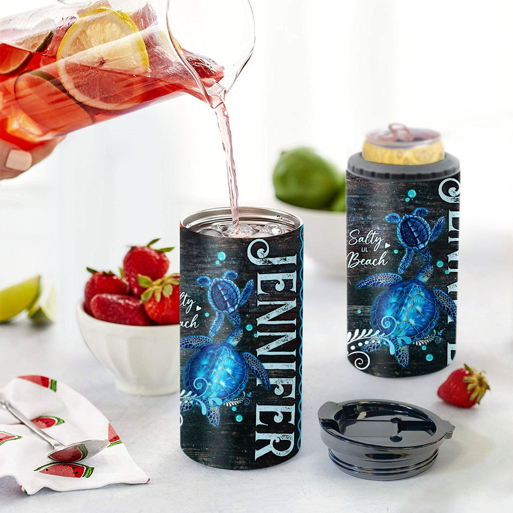 Salty Lil Beach - Personalized Turtle Can Cooler