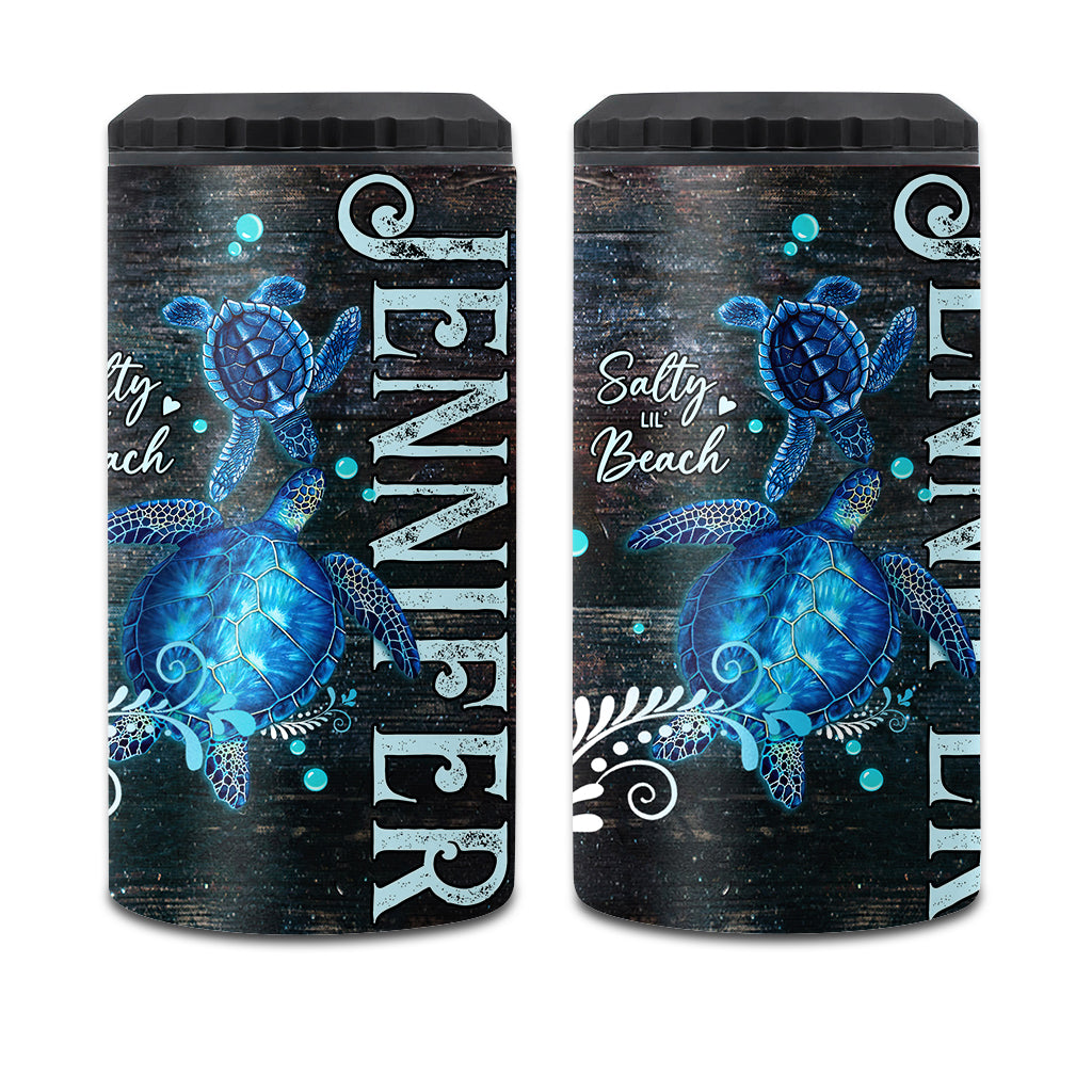Salty Lil Beach - Personalized Turtle Can Cooler