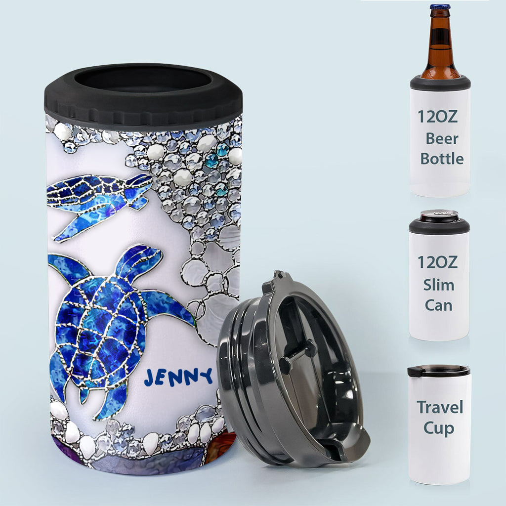Salty Lil Beach - Personalized Turtle Can Cooler