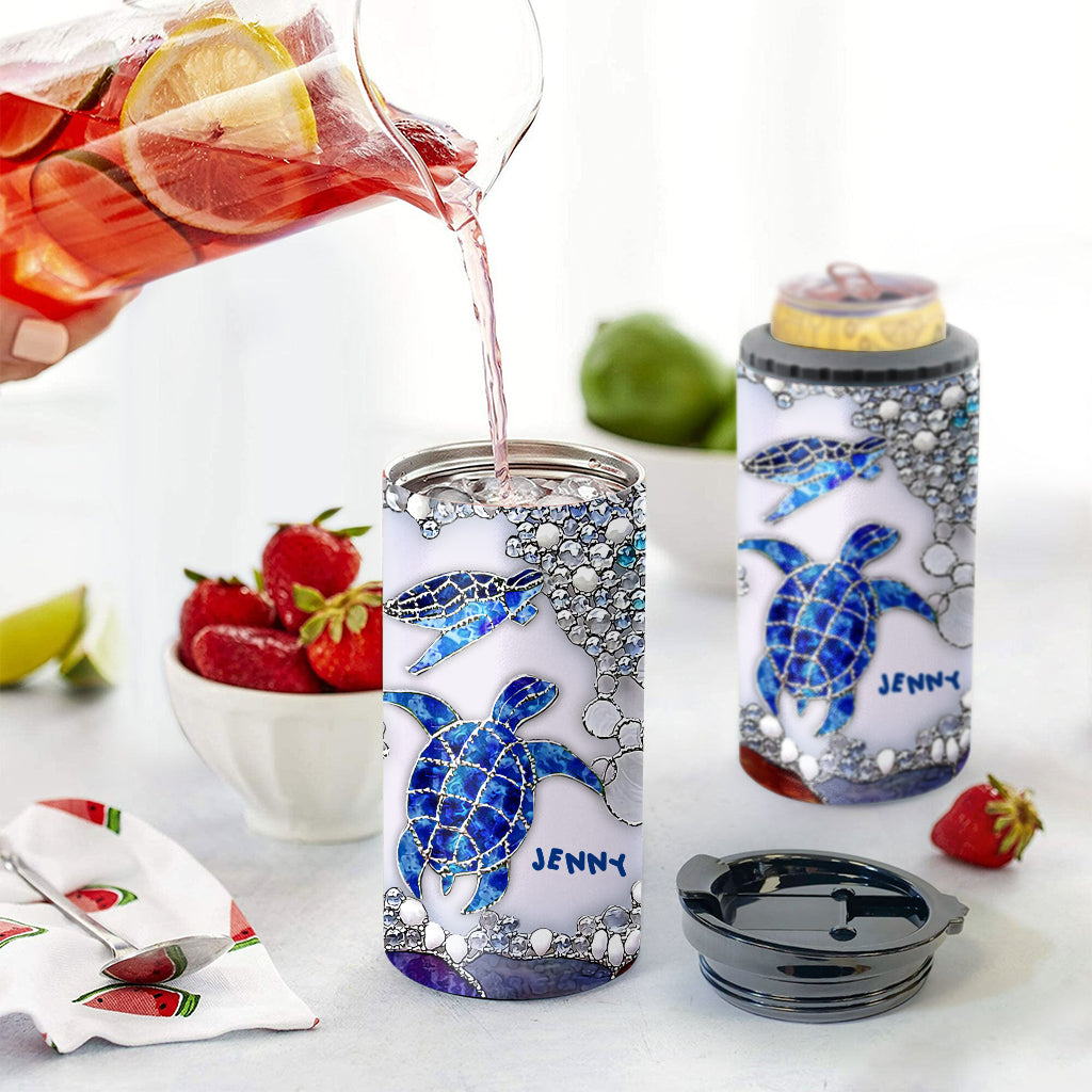 Salty Lil Beach - Personalized Turtle Can Cooler