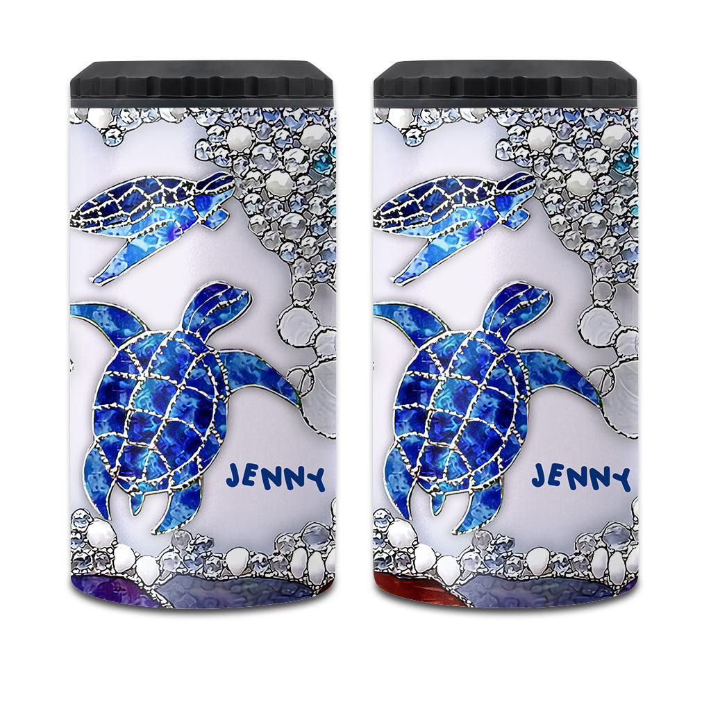 Salty Lil Beach - Personalized Turtle Can Cooler