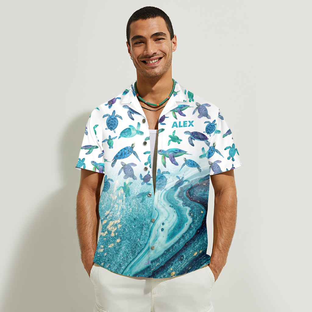 Turtle Lovers Sear Lovers - Personalized Turtle Hawaiian Shirt
