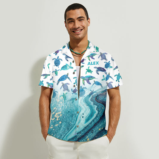 Turtle Lovers Sear Lovers - Personalized Turtle Hawaiian Shirt