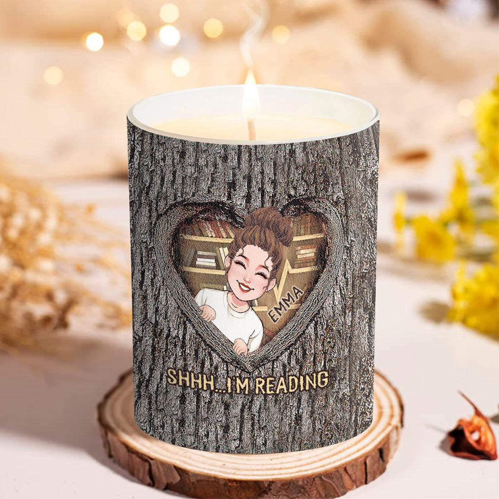 Shhh...I'm Reading - Personalized Book Candle With Wooden Lid