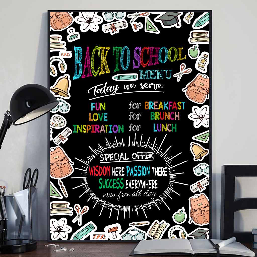 Back To School Menu - Teacher Personalized Poster