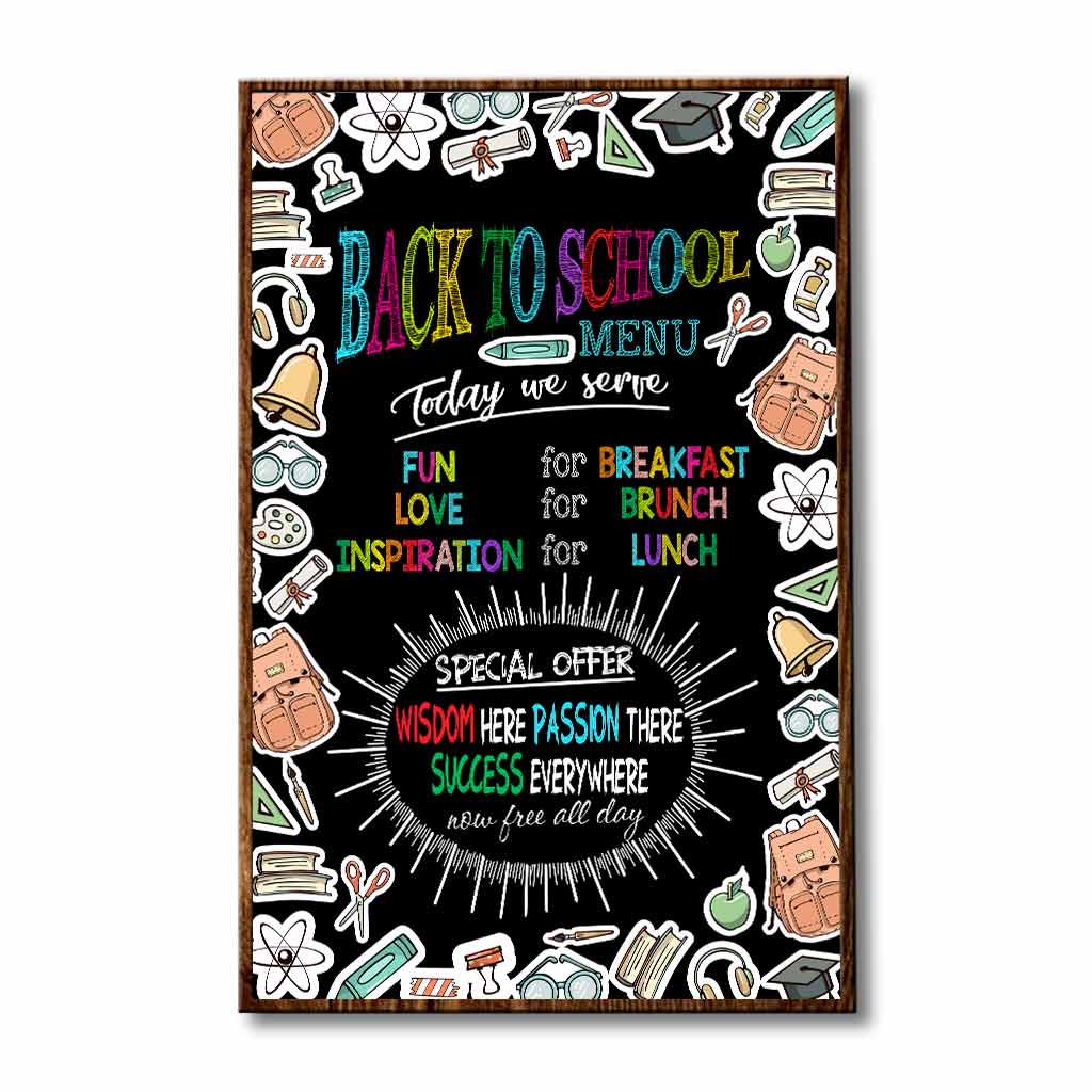 Back To School Menu - Teacher Personalized Poster