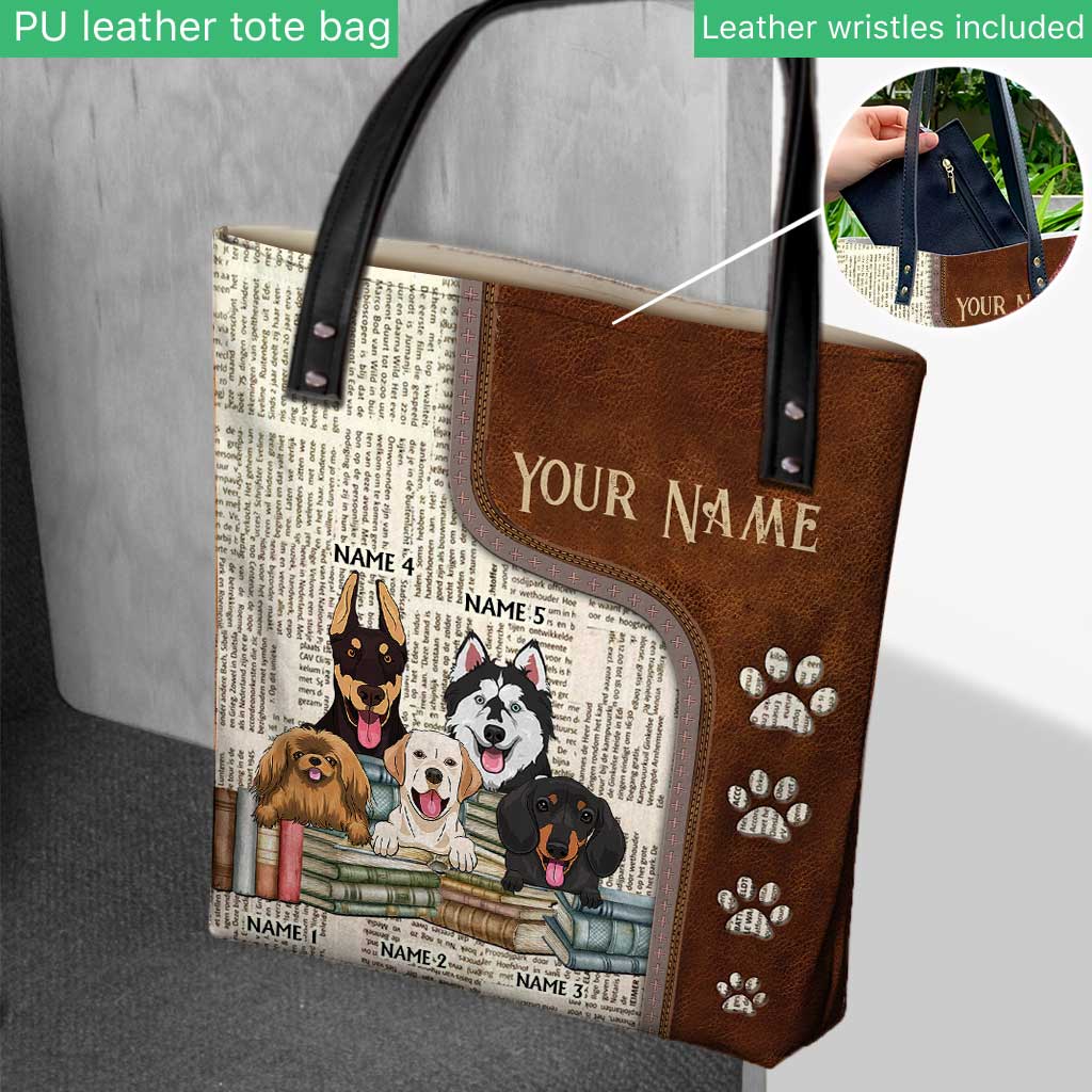 Wagging Tails, Wet Noses And Books - Personalized Book Tote Bag