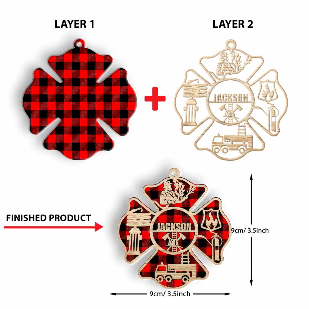 Firefighter - Personalized Christmas Layered Wood Ornament