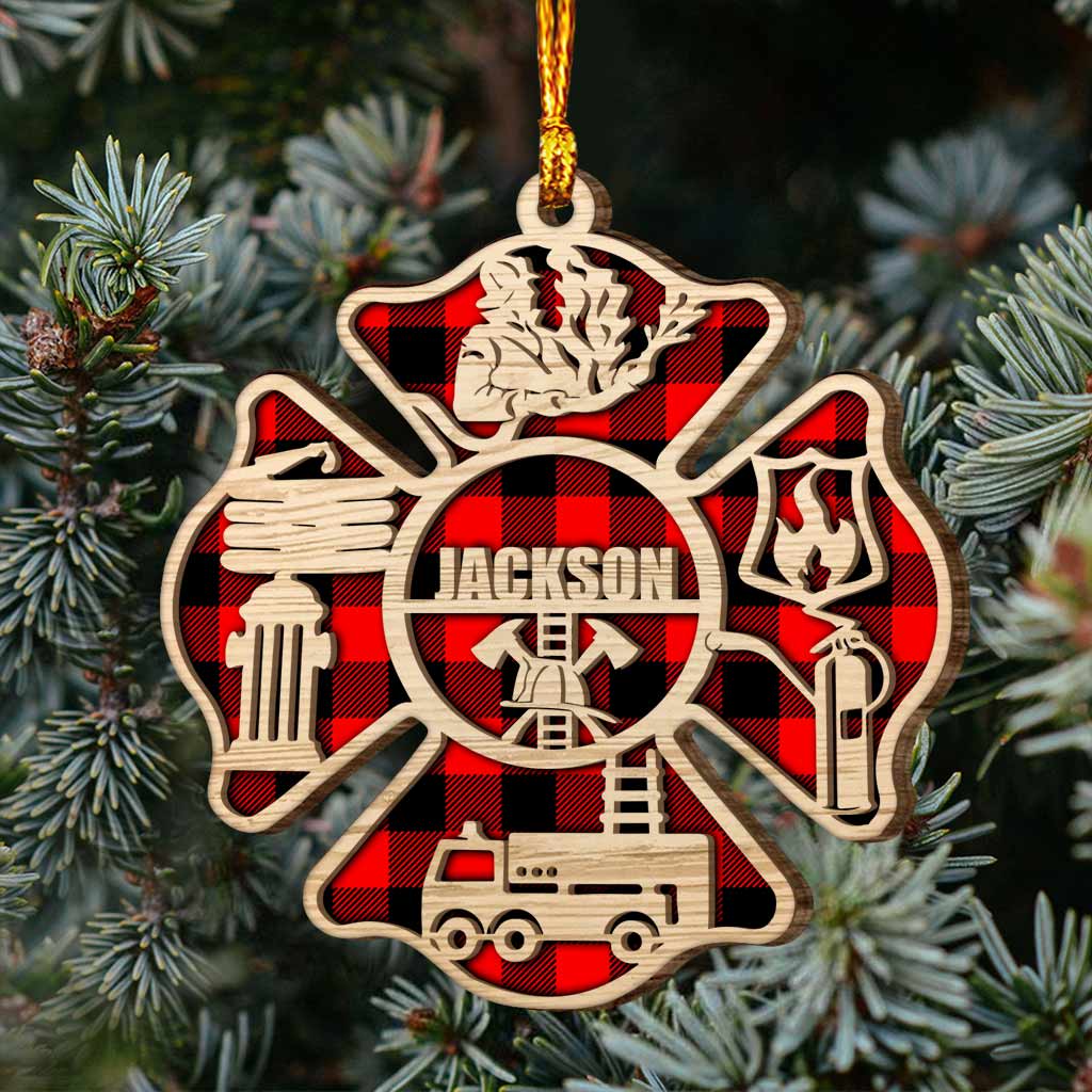 Firefighter - Personalized Christmas Layered Wood Ornament