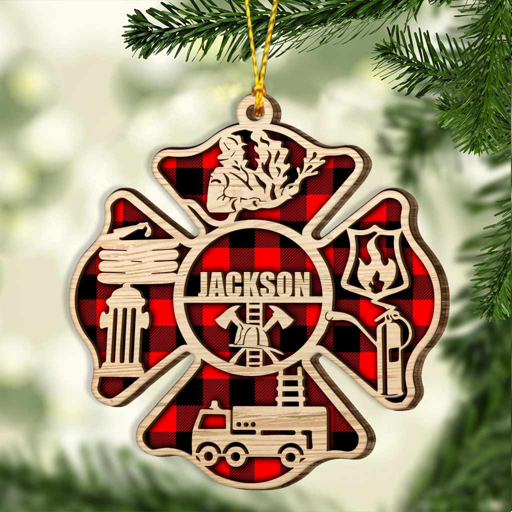 Firefighter - Personalized Christmas Layered Wood Ornament