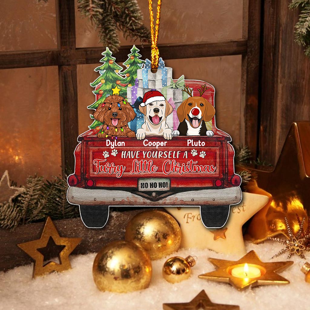 Furry Little Christmas - Personalized Christmas Dog Ornament (Printed On Both Sides)
