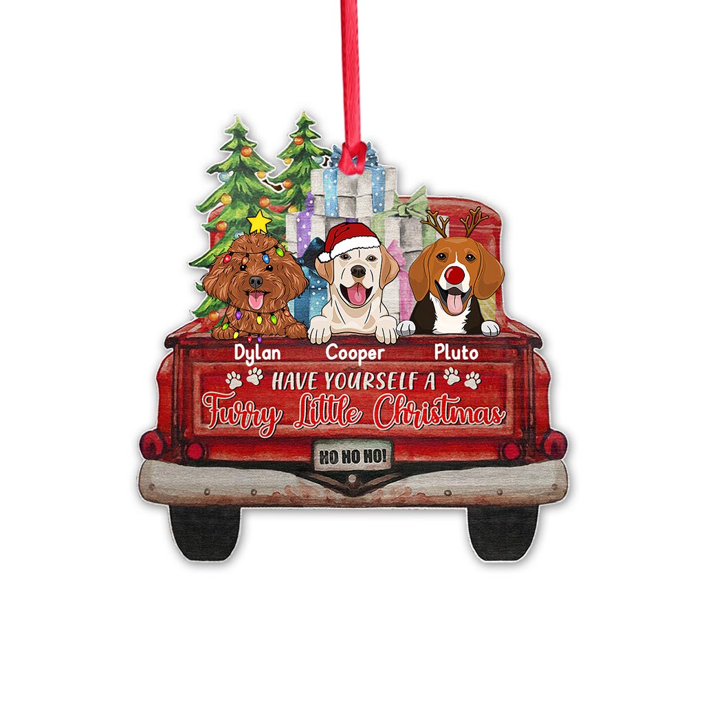 Furry Little Christmas - Personalized Christmas Dog Ornament (Printed On Both Sides)