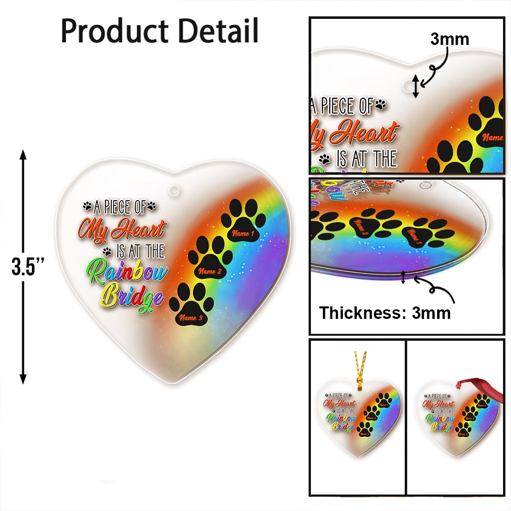 A Piece Of My Heart - Personalized Dog Transparent Ornament