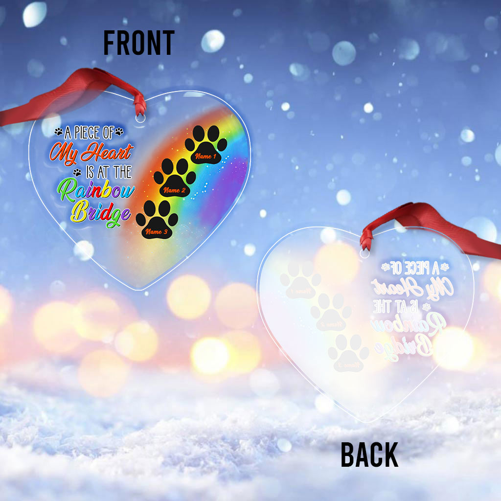 A Piece Of My Heart - Personalized Dog Transparent Ornament