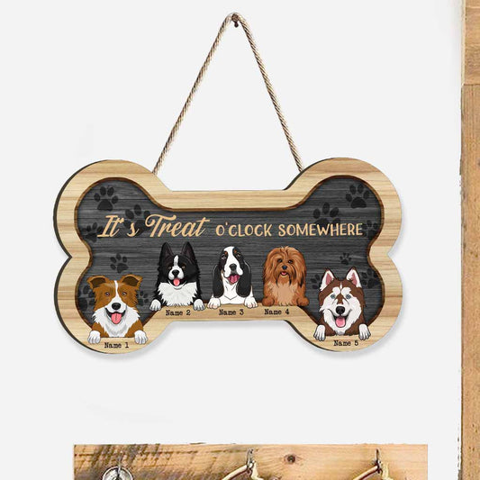 It's Treat O'clock Somewhere - Personalized Dog Wood Sign