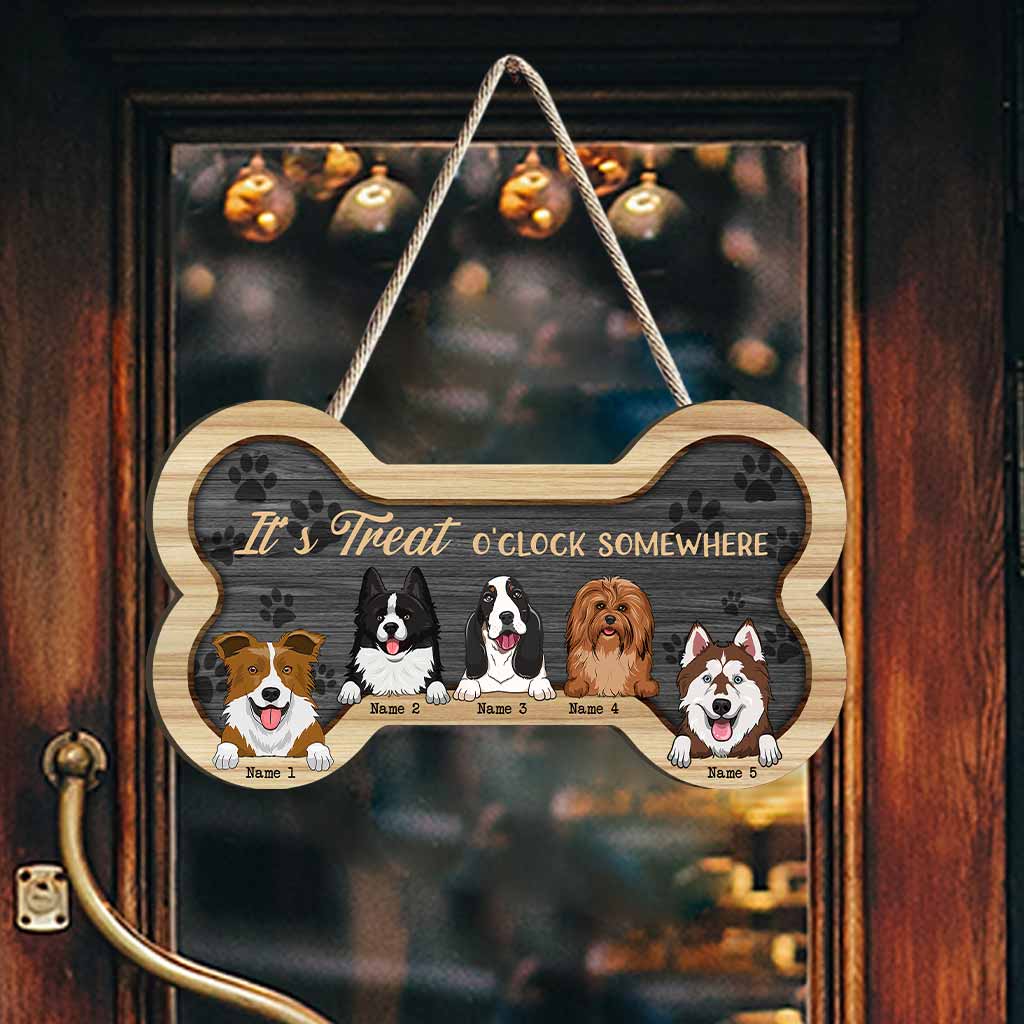 It's Treat O'clock Somewhere - Personalized Dog Wood Sign