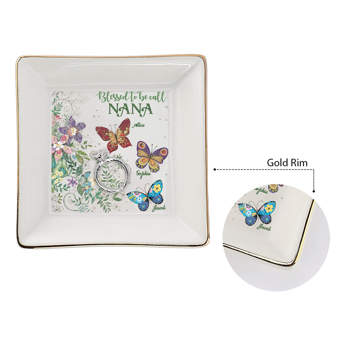 Blessed To Be Call - Personalized Mother's Day Grandma Jewelry Dish