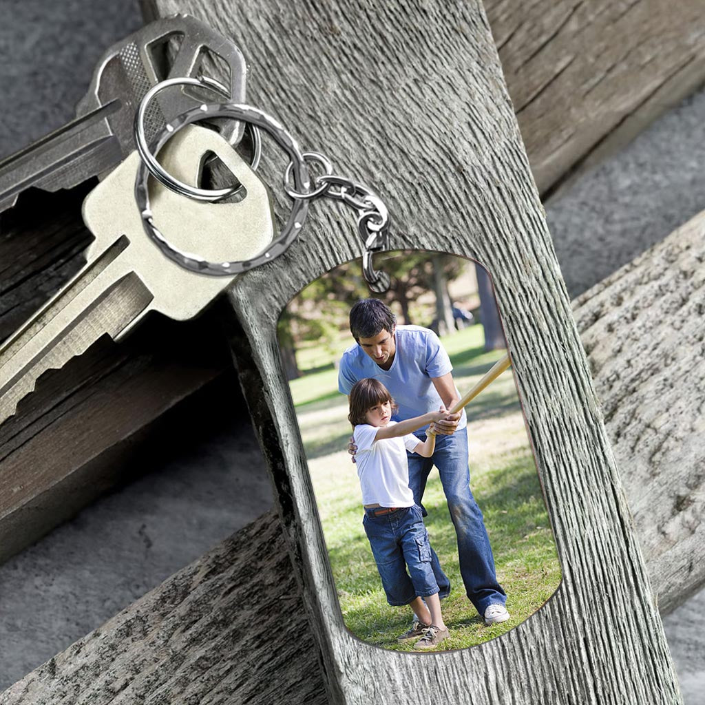 God Hit A Home Run - Personalized Father's Day Father Stainless Steel Keychain