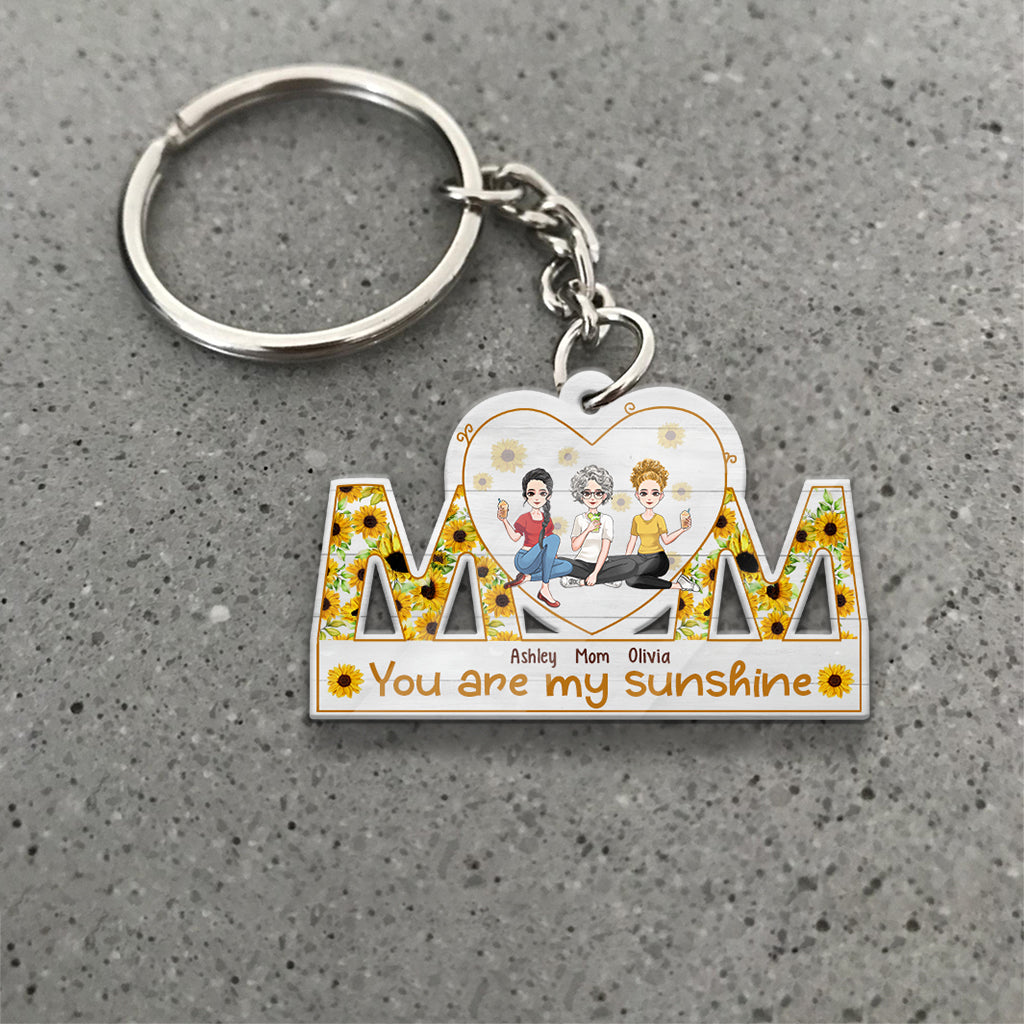 You Are My Sunshine - Personalized Mother's Day Mother Keychain (Printed On Both Sides)