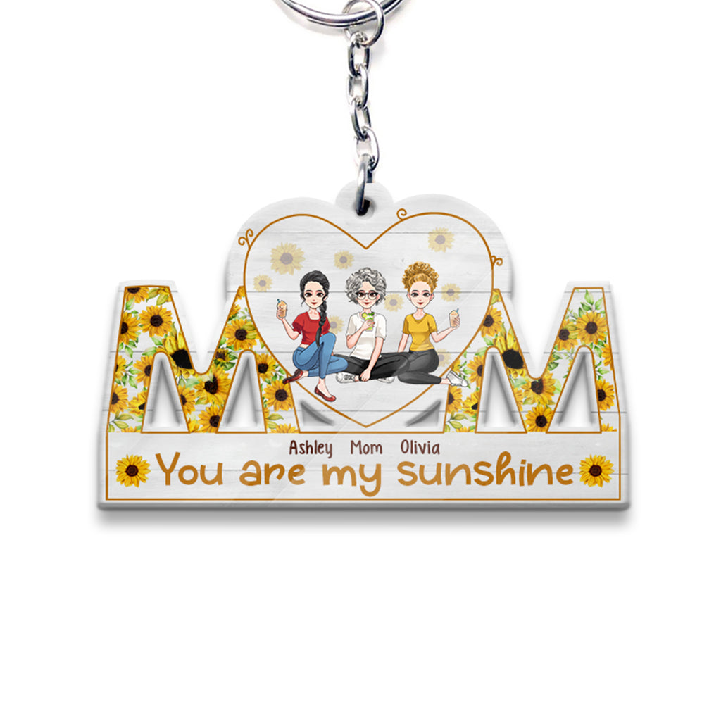 You Are My Sunshine - Personalized Mother's Day Mother Keychain (Printed On Both Sides)
