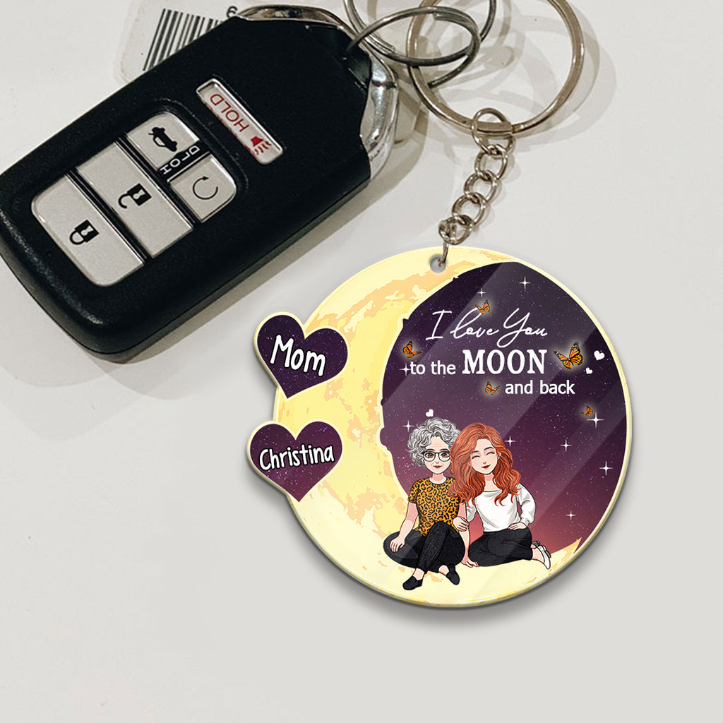 To The Moon And Back - Gift for mom, grandma - Personalized Keychain