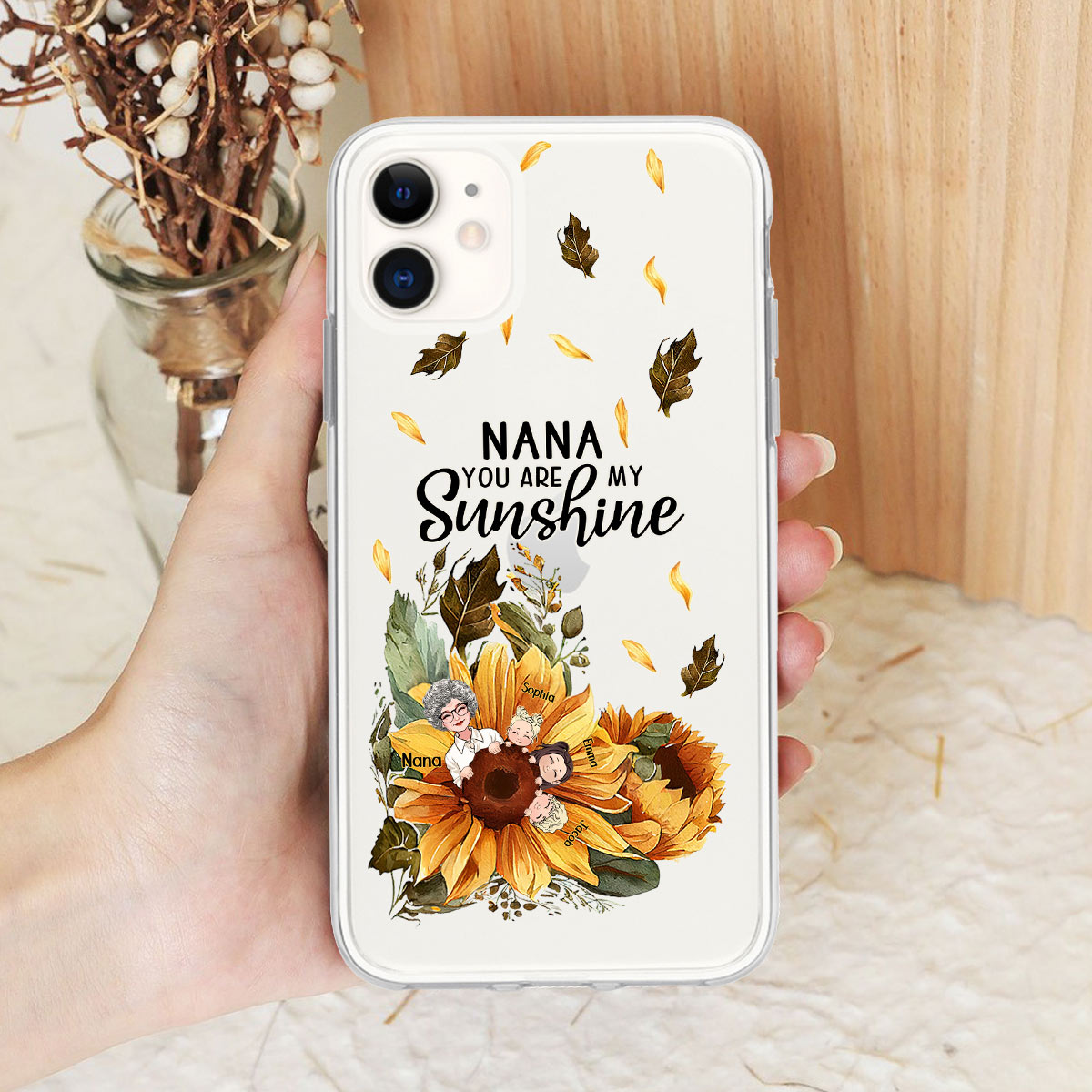Nana You Are My Sunshine - Personalized Grandma Clear Phone Case